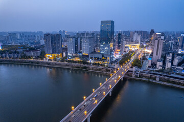 Obraz premium Night view of Zhuzhou Central Square, Hunan Province, China