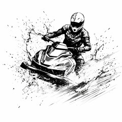 Jet Ski Illustration Isolated On White Background