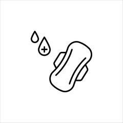 Sanitary pad icon with wings. Vector illustration on white background