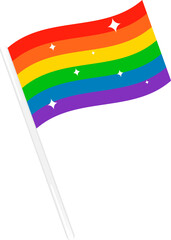 Fabulous Rainbow Handing Flag. Pride Month Symbol. LGBT Flag. LGBT+ Sign. LGBTQIA Parade Event. Colorful Shape Isolated.