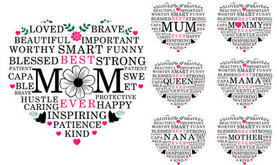 Mothers Day Inspirational Motivational Quotes T shirt Design Graphic Vector, Funny Mother's Day Quote Bundle