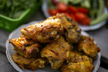 In the summer, meat and chicken kebabs are on the table