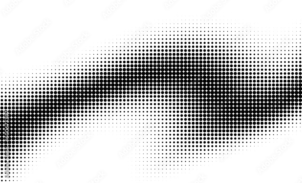 Poster monochrome gradient halftone dots background. vector illustration. big wave