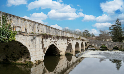 Fototapeta na wymiar France, Dronne river, picturesque city of Brantome, Perigord