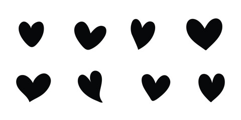 Fototapeta na wymiar Set of valentine love heart symbols isolated vector pack hand-drawn icons
