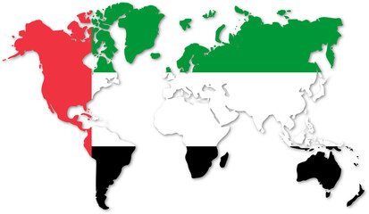 united arab emirates flag on globe maps