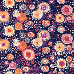 Aboriginal-inspired dotted floral seamless pattern