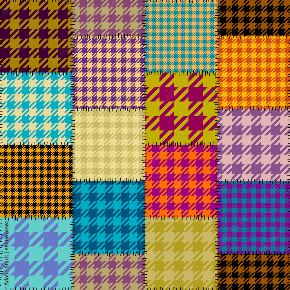 Poster Textille patchwork pattern. Seamless Vector image. Gingham plaid pattern.