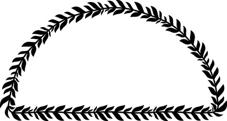 Fototapeta premium Semicircle frame Flower frame leaf wreath Frame picture vector photo frame floral border Black decoration romantic winner award congratulations wedding anniversary birthday new year newborn Christmas