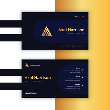 Corporate Navy blue and golden business card template