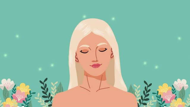 blond girl with flowers animation