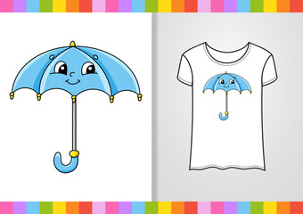 T-shirt design. Cute character on shirt. Hand drawn. Cartoon style. Isolated on white background. Vector illustration.