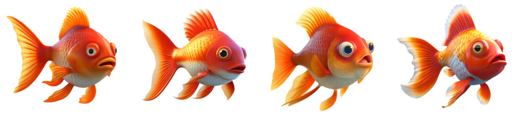 Goldfish, cartoon style, isolated background. Generative AI