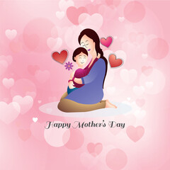 Happy Mother's Day Design with a mother and a lovely daughter