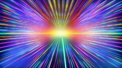 Fototapeta premium カラフルな光の光線 未来へのタイムトンネル generative ai