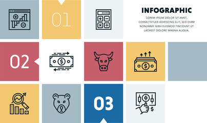 Finance risk management infographic design with icons, made by thin line style with editable strokes.