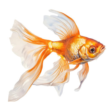 Goldfish isolated on isolated background. Generative AI