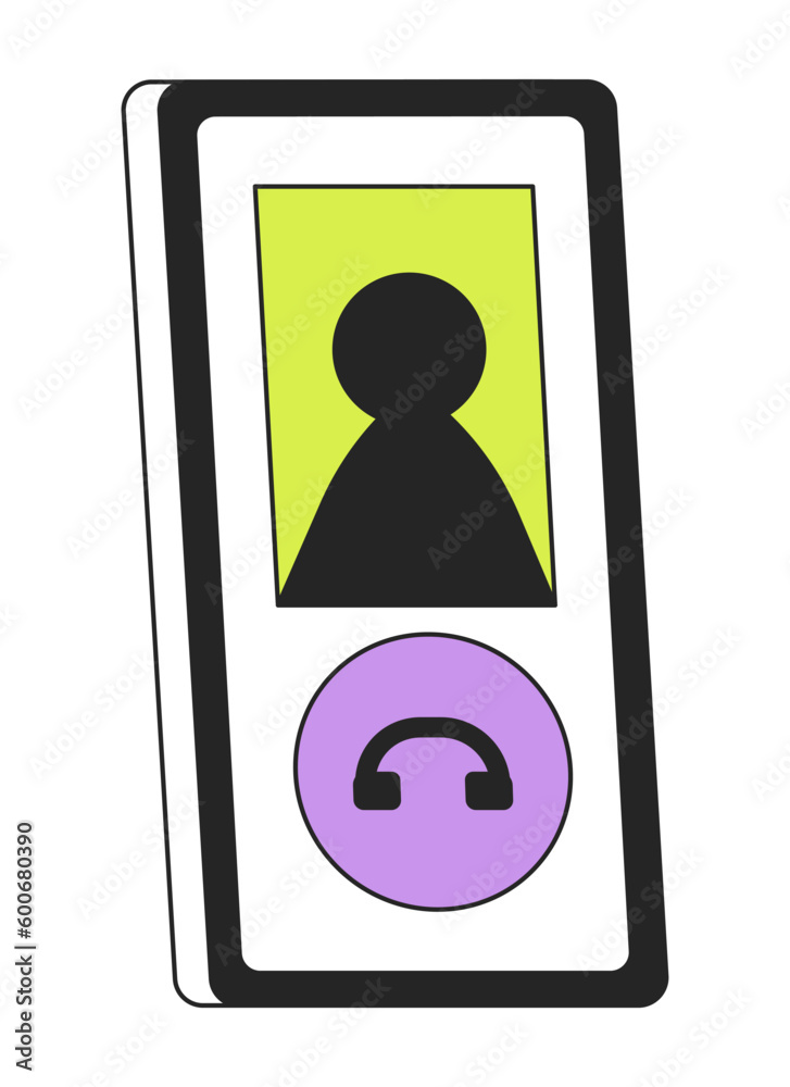 Fototapete phone display with decline button flat line color isolated vector object. hang up call. editable cli