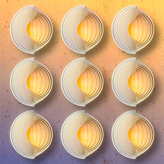 Abstract geometric shape with a yellow gradient. Bright abstract background. 3d rendering digital illustration