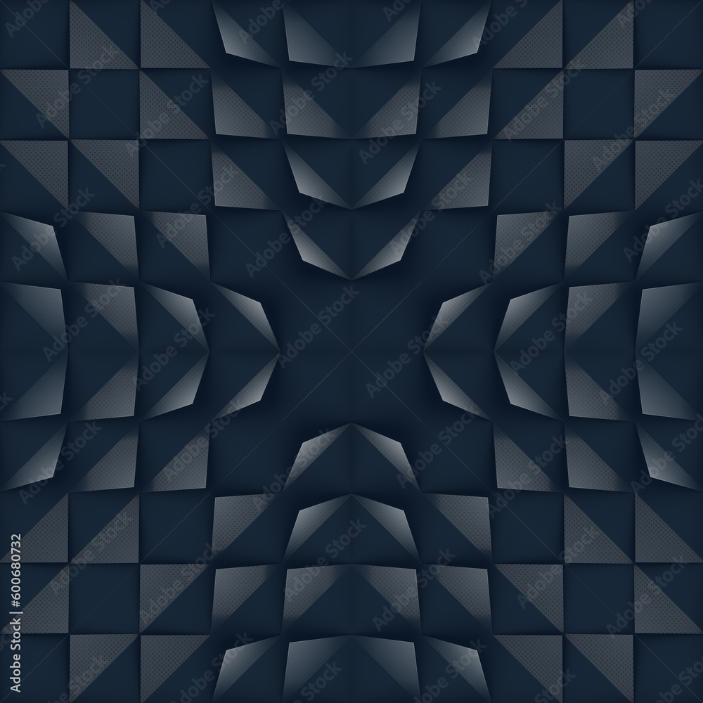 Poster Digital illustration of a simple geometric pattern on a dark background. 3d rendering
