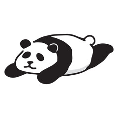 寝そべるパンダの手描きイラスト