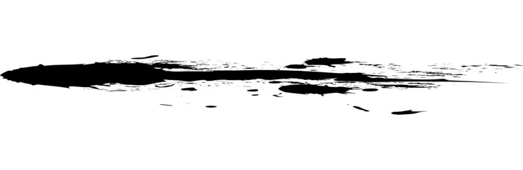 Artistic grungy black paint hand made creative brush stroke set isolated on transparent background. Can change color.