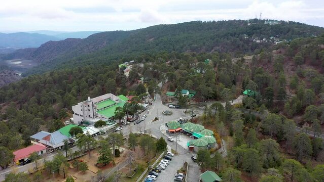 Typical Cyprus village in the Troodos Mountains. Panoramic view near of Troodos, village in the Troodos Mountains. Limassol district, Cyprus, Mediterranean Sea. Mountain landscape and sunny day.
