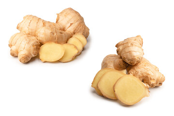 Ginger root isolated on white background.