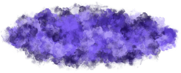 purple colorful smoke clouds isolated on transpareent background