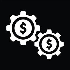 Assets black glyph icon. Business mechanism, budget management, working financial investments. Economics, commercial strategy. Silhouette symbol on white space. Vector isolated illustration