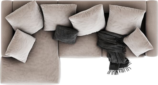 Top view isolated png Sofa, architecture plans layout