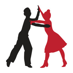 silhouette of beautiful couple of children dancing salsa, latino dance vector illustration.