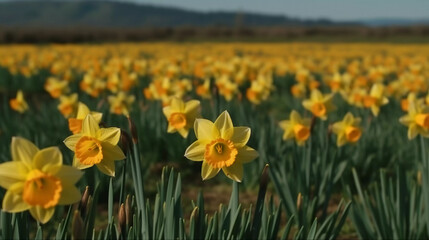 yellow daffodils in the wind