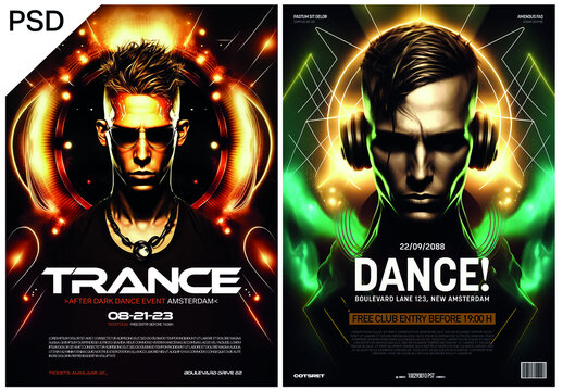 Dance music event flyer generative ai background