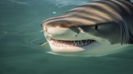Naklejka premium close up tiger shark generative AI