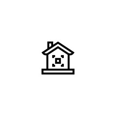 house icon with box with chimney with black color