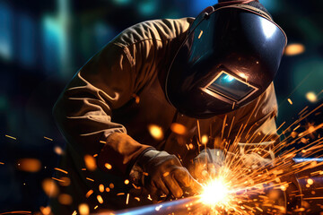 metal welder sparks