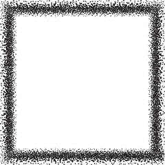 Square frame made with small dots, black. A square border to use as a frame for your designs, made with messy, irregular black dots.