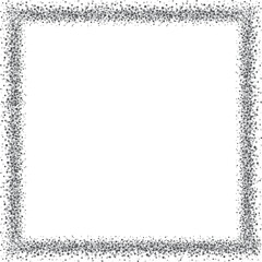 Square frame made with small dots, gray. A square border to use as a frame for your designs, made with messy, irregular gray dots.