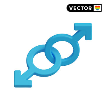 gay symbol 3D vector icon set, on a white background