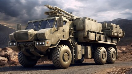 Imposing Military Vehicle: Showcase of Advanced Defense, Tactical Mobility, Armor Strength, and Strategic Warfare