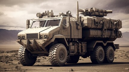 Imposing Military Vehicle: Showcase of Advanced Defense, Tactical Mobility, Armor Strength, and Strategic Warfare