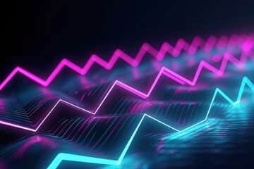 abstract futuristic background with pink blue glowing neon moving high speed wave Zigzag lines and bokeh lights. Data transfer concept Fantastic wallpaper.,Ai Generative