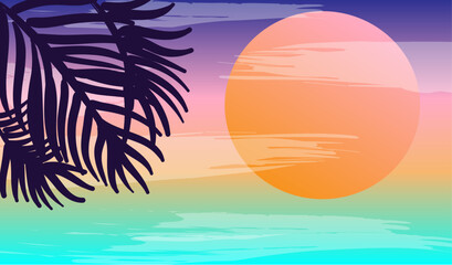 Fototapeta na wymiar vector illustration of the beach with trees