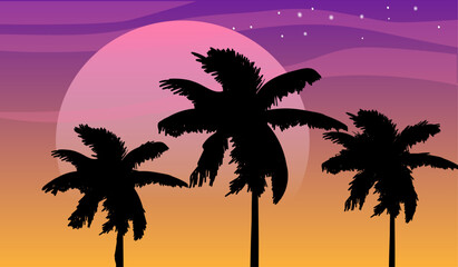 vector illustration of the beach with trees