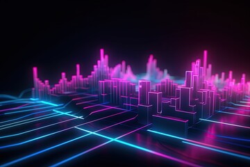 abstract futuristic background with pink blue glowing neon moving high speed wave Zigzag lines and bokeh lights. Data transfer concept Fantastic wallpaper.,Ai Generative