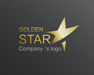 Obraz premium Golden Star. Premium class. Vector company logo. Elegant star logo concept on dark background.