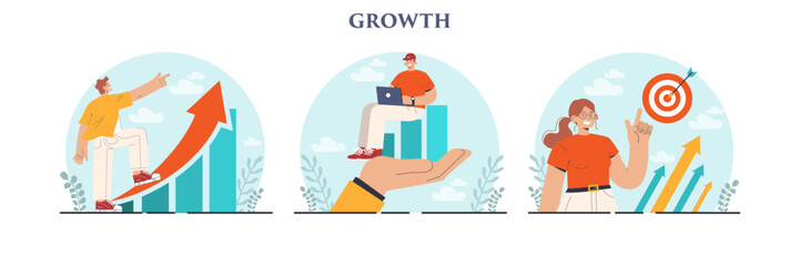 Growth set. Business success, professional improvement or career