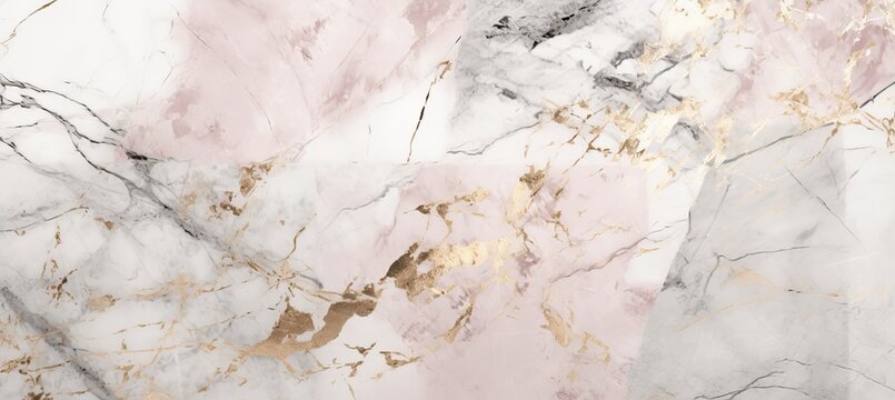 Abstract luxury marble stone texture background design. Soft white pink gold colors. Generative AI technology.
