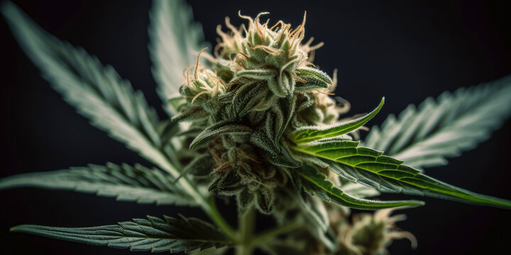 Closeup of a cannabis plant in bloom - Generative AI